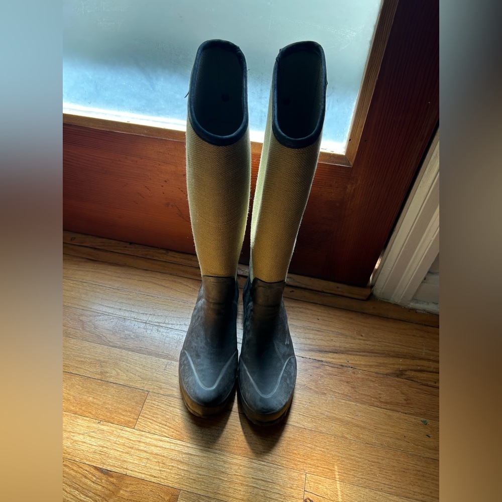 Hunter canvas & rubber green boots 39/7 gently worn RARE MODEL / Vintage 8.5 US - Picture 6 of 7